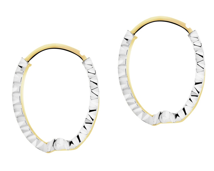 9 K Rhodium-Plated Yellow Gold Dangling Earring