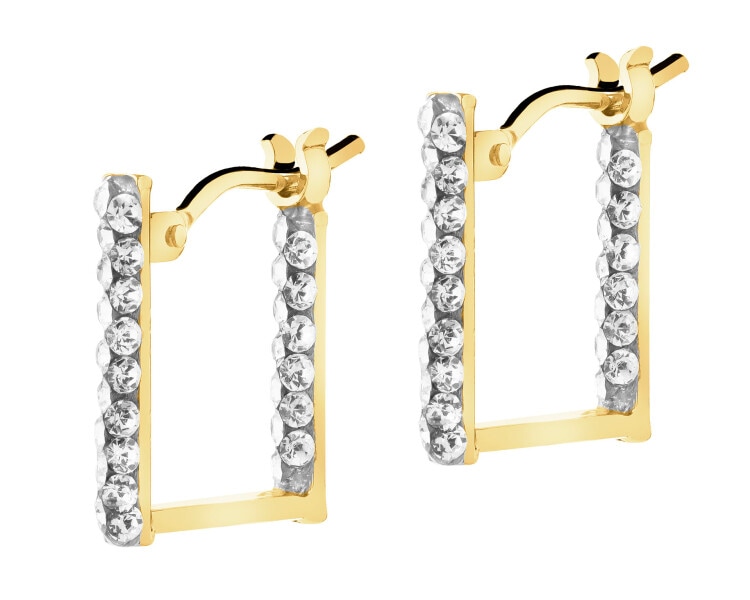 Złote kolczyki, szkło szlifowane