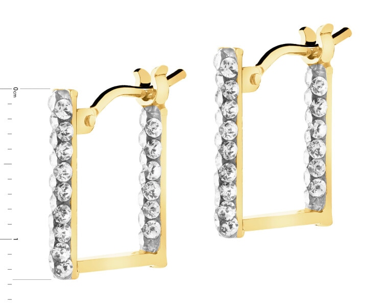 Złote kolczyki, szkło szlifowane