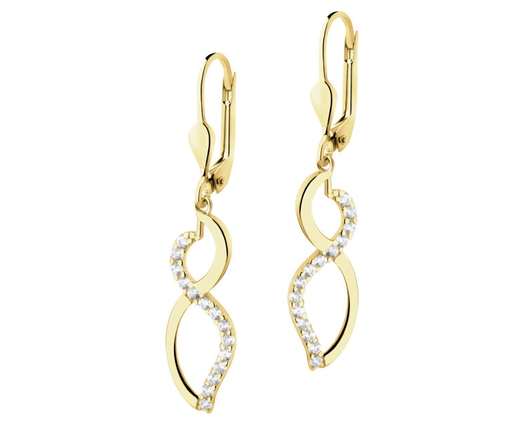 14 K Yellow Gold Dangling Earring with Cubic Zirconia