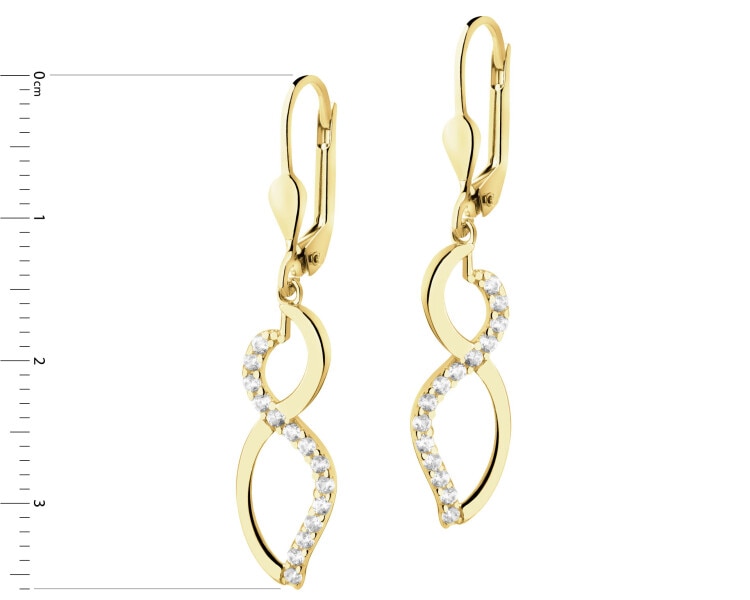 14 K Yellow Gold Dangling Earring with Cubic Zirconia