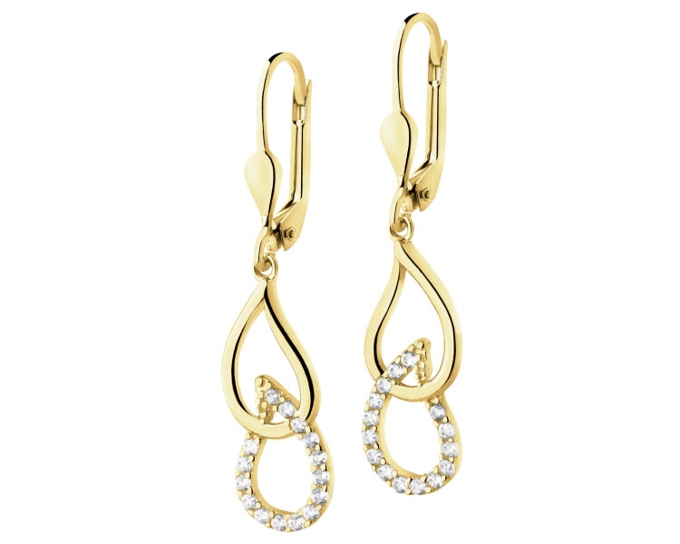 14 K Yellow Gold Dangling Earring with Cubic Zirconia