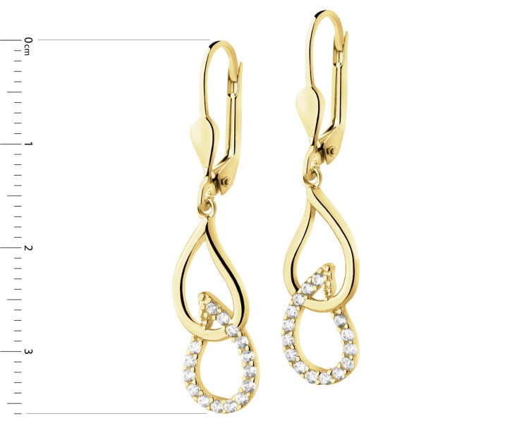 14 K Yellow Gold Dangling Earring with Cubic Zirconia