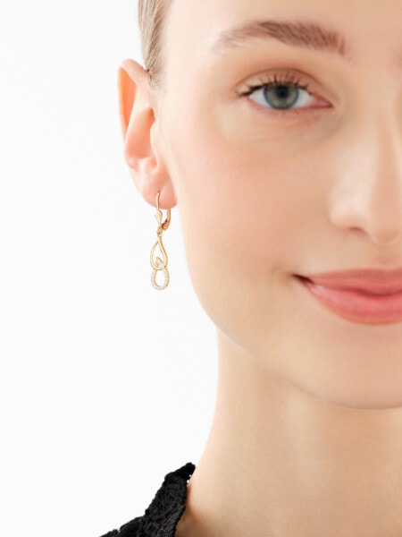 14 K Yellow Gold Dangling Earring with Cubic Zirconia
