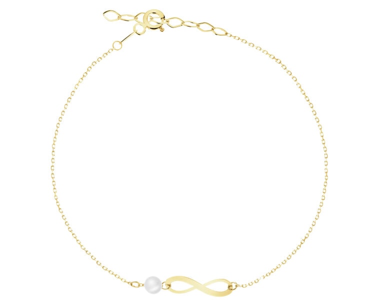 14 K Yellow Gold Bracelet with Pearl