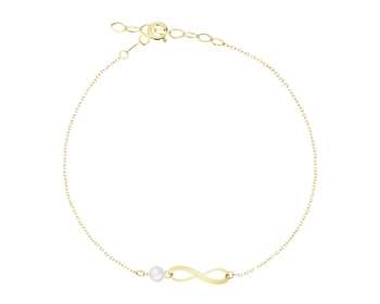 Złota bransoletka z perłą - nieskończoność