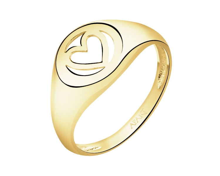 Złoty pierścionek - sygnet - serce