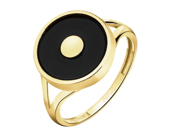 Złoty pierścionek z onyksem syntetycznym