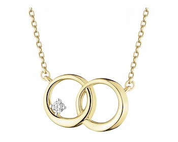 Naszyjnik z żółtego złota z brylantem - koła - 0,01 ct - próba 375