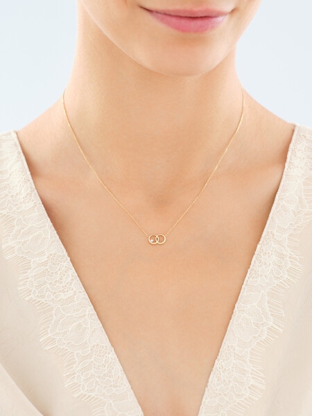 Naszyjnik z żółtego złota z brylantem - koła - 0,01 ct - próba 375