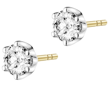 Náušnice ze žlutého a bílého zlata s laboratorními brilianty - 1,04 ct - ryzost 585