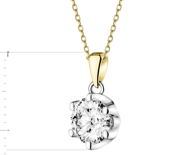 Zawieszka z żółtego i białego złota z brylantem laboratoryjnym - 0,52 ct - próba 585