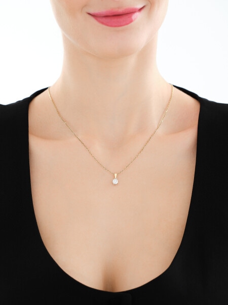 Zawieszka z żółtego i białego złota z brylantem laboratoryjnym - 0,52 ct - próba 585