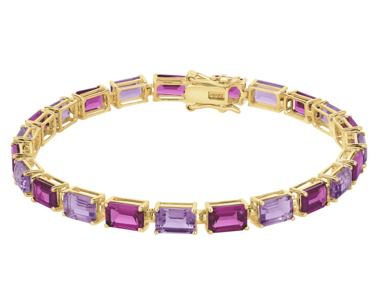 Bransoletka z żółtego złota z diamentami i kamieniami ozdobnymi - próba 585