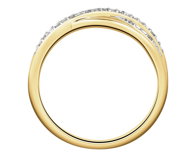 Pierścionek z żółtego złota z brylantami - 0,06 ct - próba 585