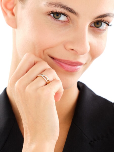 Pierścionek z żółtego złota z brylantami - 0,06 ct - próba 585