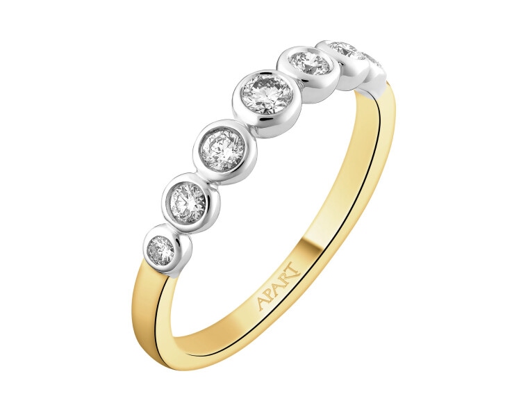 Pierścionek z żółtego złota z brylantami - 0,25 ct - próba 585