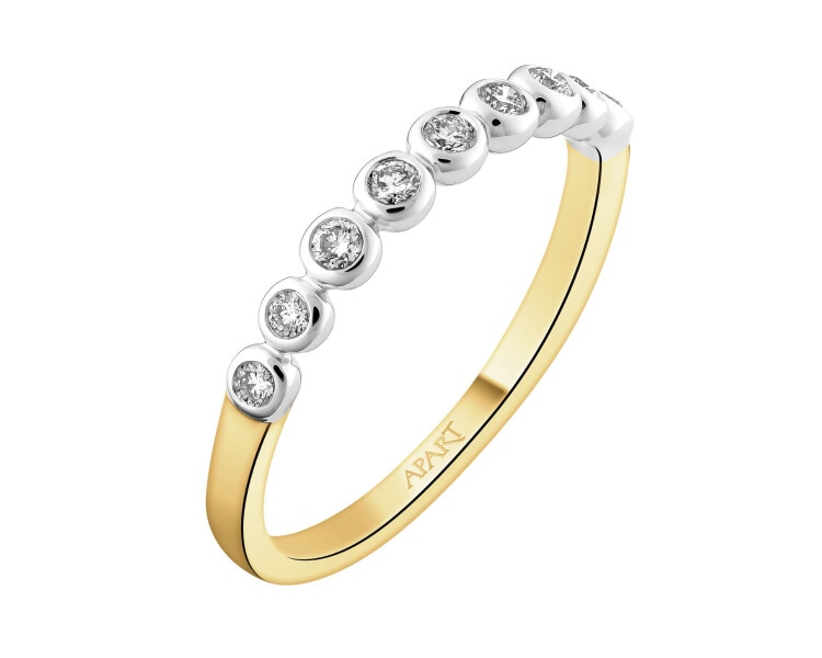 Pierścionek z żółtego złota z brylantami - 0,16 ct - próba 585