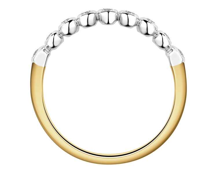 Pierścionek z żółtego złota z brylantami - 0,16 ct - próba 585