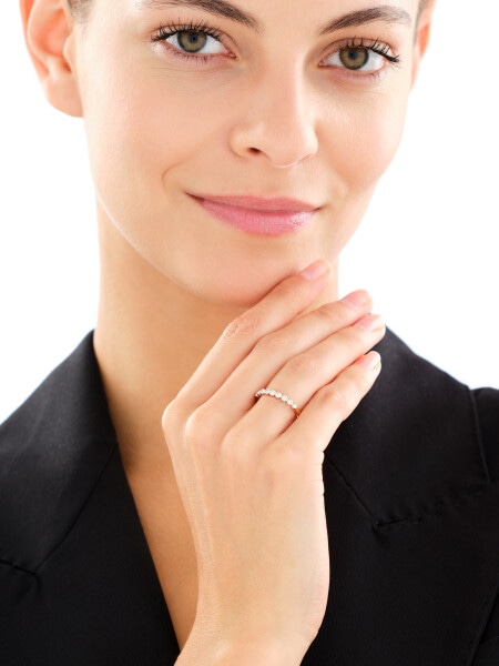 Pierścionek z żółtego złota z brylantami - 0,16 ct - próba 585