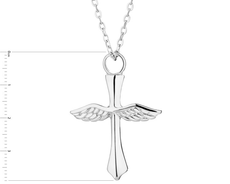 Naszyjnik ze stali szlachetnej - krzyż, skrzydła