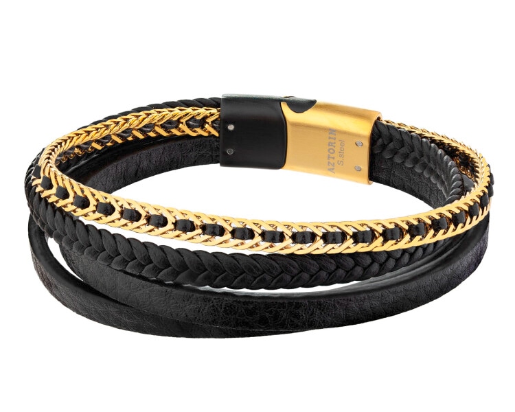 Bransoletka ze stali szlachetnej i skóry