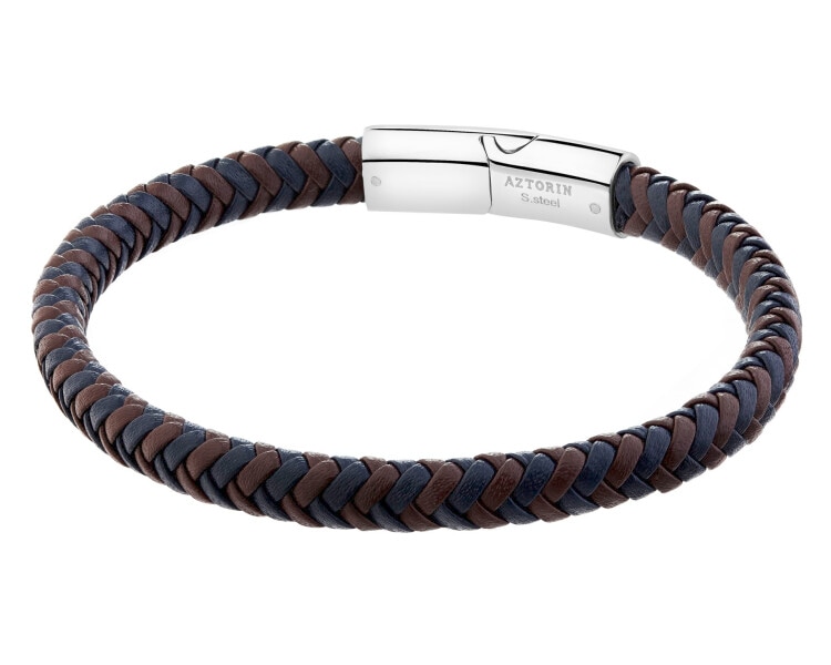 Bransoletka ze stali szlachetnej i skóry