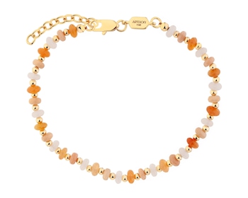 Pozlacený náramek z mosazi s křemeny, avanturíny a měsíčními kameny