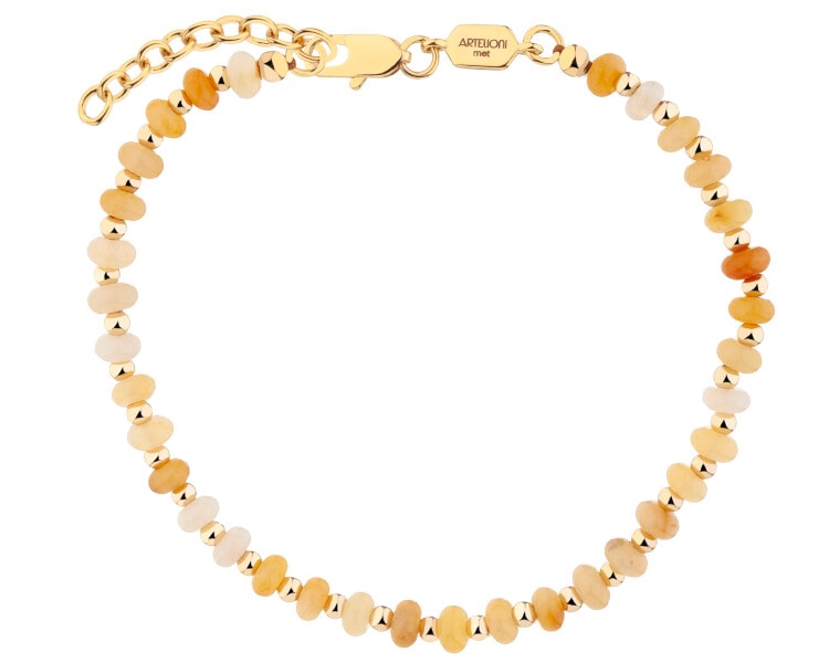 Bransoletka z mosiądzu pozłacana z kwarcami