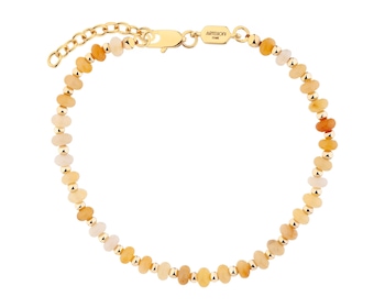 Bransoletka z mosiądzu pozłacana z kwarcami