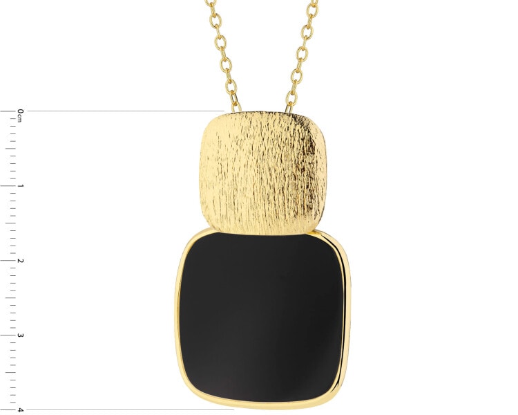 Naszyjnik z mosiądzu pozłacany z agatem - kwadraty