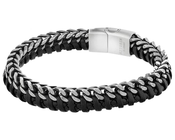 Bransoletka ze stali szlachetnej i skóry