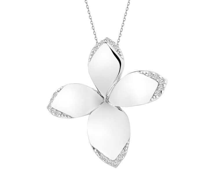 Zawieszka srebrna z cyrkoniami - kwiaty