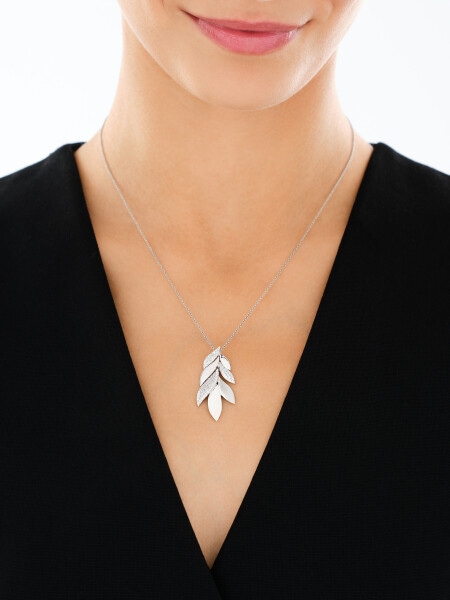 Zawieszka srebrna z cyrkoniami - liście