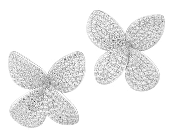 Stříbrné náušnice se zirkony - květy