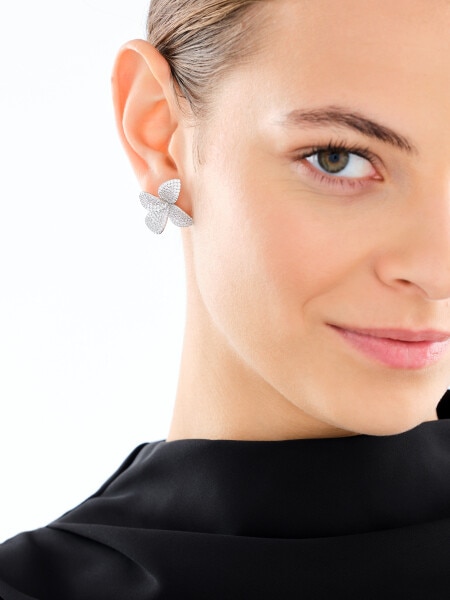 Kolczyki srebrne z cyrkoniami - kwiaty