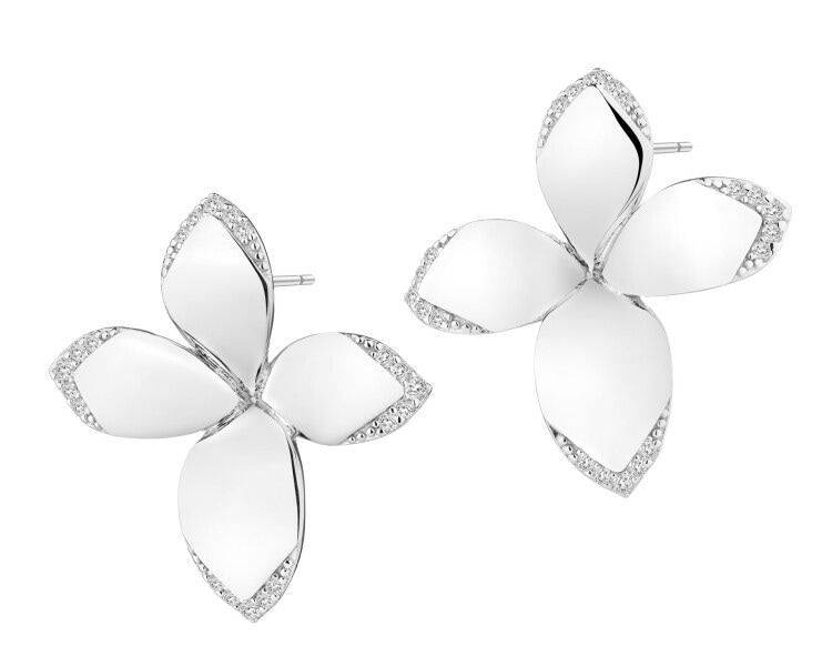 Kolczyki srebrne z cyrkoniami -kwiaty