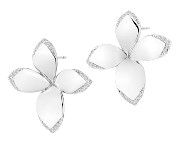 Stříbrné náušnice se zirkony - květy