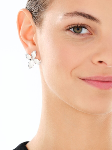 Kolczyki srebrne z cyrkoniami -kwiaty