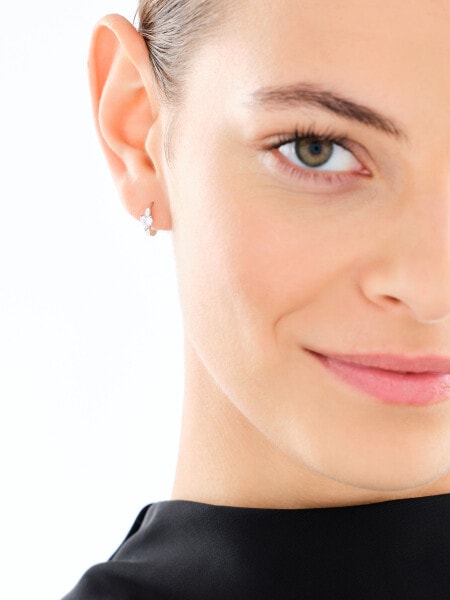 Kolczyki srebrne z cyrkoniami - serca, koła