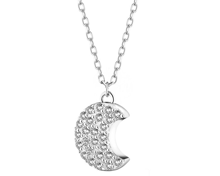 Naszyjnik srebrny z cyrkoniami - Księżyc