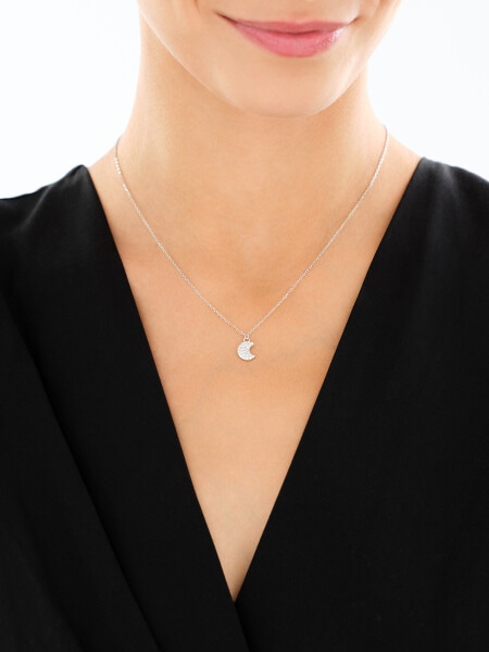 Naszyjnik srebrny z cyrkoniami - Księżyc