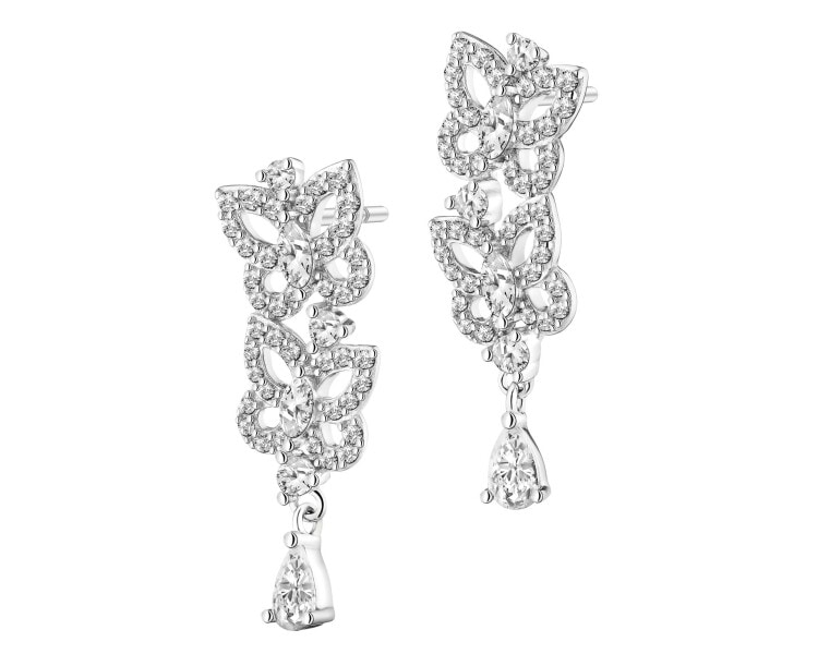 Kolczyki srebrne z cyrkoniami - motyle