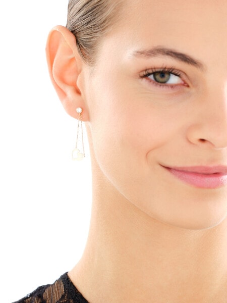 Złote kolczyki z cyrkoniami - pieski, serca