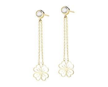 Złote kolczyki z cyrkoniami - kwiaty