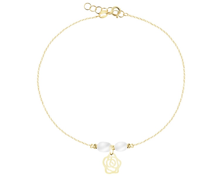 Złota bransoletka z perłami - kwiat
