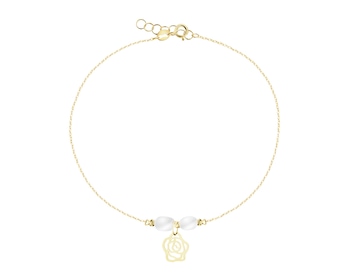 Zlatý náramek s perlami - květ