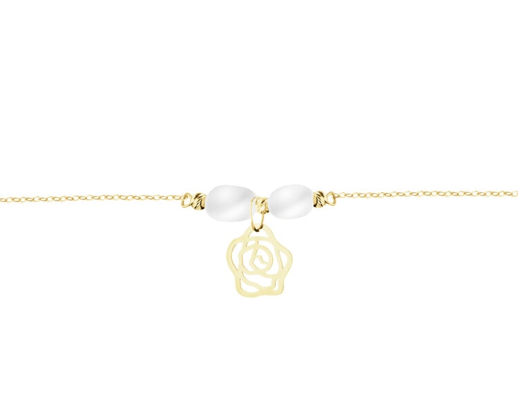 Złota bransoletka z perłami - kwiat
