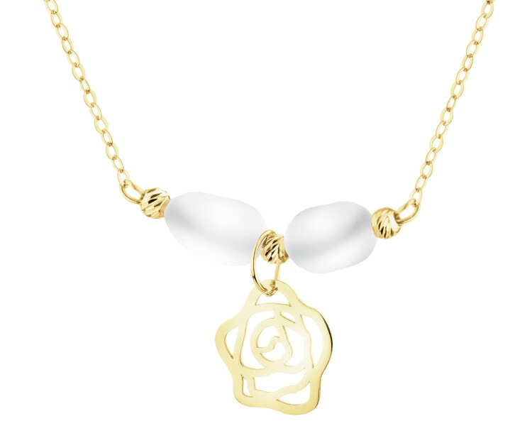 Złoty naszyjnik z perłami - kwiat