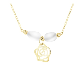 Zlatý náhrdelník s perlami - květ